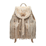 Fringed Leather Backpack Mermaid Slyther Blanco
