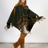 Poncho Handwool Dark Green