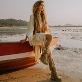 Wedge Moccasin Boots Huntress Silverstone Ecru