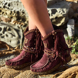 Wedge Moccasin Boots Arya Silverstone Wine