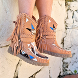 Stivale Indianino Con Zeppa Arya Silverstone Apricot Limited