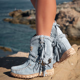 Wedge Moccasin Boots Arya Silverstone Sky