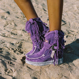 Wedge Moccasin Boots Arya Silverstone Lavender