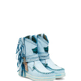 Wedge Moccasin Boots Arya Handyed Azure