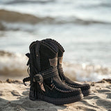 Wedge Moccasin Boots - Arya Silverstone Carbon