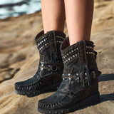 Wedge Moccasin Boots Yara Kalahari Black