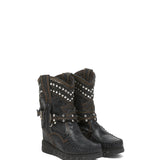 Wedge Moccasin Boots Yara Kalahari Black