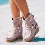 Wedge Moccasin Boots Yara Silverstone Cipria