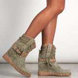 Wedge Moccasin Boots Yara Silverstone Olive
