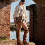 Wedge Moccasin Boots Coleen Silverstone Couro