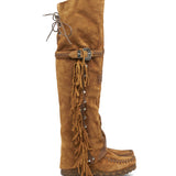 Wedge Moccasin Boots Coleen Silverstone Couro