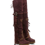Wedge Moccasin Boots Coleen Silverstone Wine