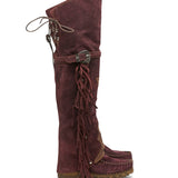 Wedge Moccasin Boots Coleen Silverstone Wine
