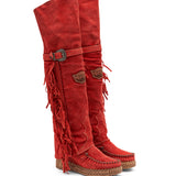 Wedge Moccasin Boots Coleen Silverstone Red
