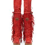 Wedge Moccasin Boots Coleen Silverstone Red