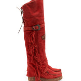 Wedge Moccasin Boots Coleen Silverstone Red