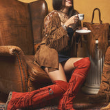 Wedge Moccasin Boots Coleen Silverstone Red