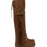 Wedge Moccasin Boots Coleen Charrito Castan