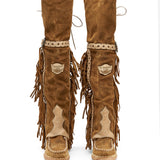 Wedge Moccasin Boots Coleen Silverstone Couro