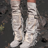 Wedge Moccasin Boots Coleen Naga Marble