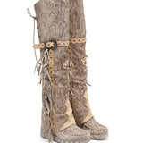 Wedge Moccasin Boots Coleen Naga Marble