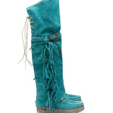 Wedge Moccasin Boots Coleen Silverstone Marine