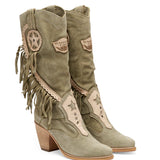 Western Leather Boots Kathy Silverstone Olive