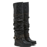 Wedge Moccasin Boots Jager Kalahari Black