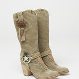 Western Leather Boots Kris Silverstone Olive