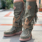 Wedge Moccasin Boots Jade Silverstone Olive