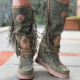 Wedge Moccasin Boots Jade Silverstone Olive