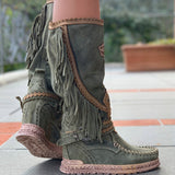 Wedge Moccasin Boots Jade Silverstone Olive