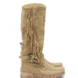 Wedge Moccasin Boots Jade Silverstone Beige