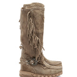 Wedge Moccasin Boots Jade Silverstone Cream