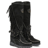 Wedge Moccasin Boots Jade Silverstone Carbon