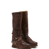 Wedge Moccasin Boots Helia Hairy Rider Whisky