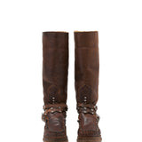 Wedge Moccasin Boots Helia Hairy Rider Whisky