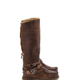 Wedge Moccasin Boots Helia Hairy Rider Whisky