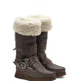 Wedge Moccasin Boots Helia Hairy Rider Mud
