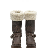 Wedge Moccasin Boots Helia Hairy Rider Mud