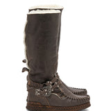 Wedge Moccasin Boots Helia Hairy Rider Mud