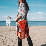 Fringed Leather Bag Vanessa Silverstone Red