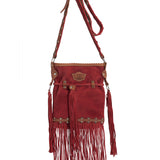 Fringed Leather Bag Vanessa Silverstone Red