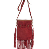 Fringed Leather Bag Vanessa Silverstone Red