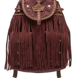 Fringed Leather Backpack Winter Silverstone Wine