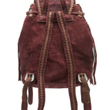 Fringed Leather Backpack Winter Silverstone Wine