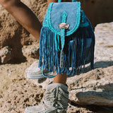 Fringed Leather Backpack Mermaid Nature Reef