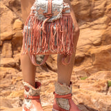 Fringed Leather Backpack Mermaid Atomic Rose