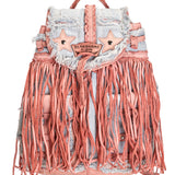 Fringed Leather Backpack Mermaid Atomic Rose
