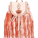 Fringed Leather Backpack Mermaid Handyed Orange